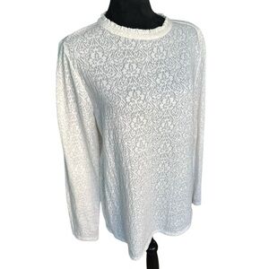 LOFT Embroidered Eyelet Lace Shirt – Off-White, Size L